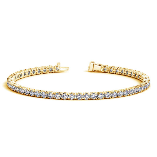 5 Carat Tennis Bracelet – Lab Grown Round Diamonds in 14K Yellow Gold (F-G, VS2-SI1)