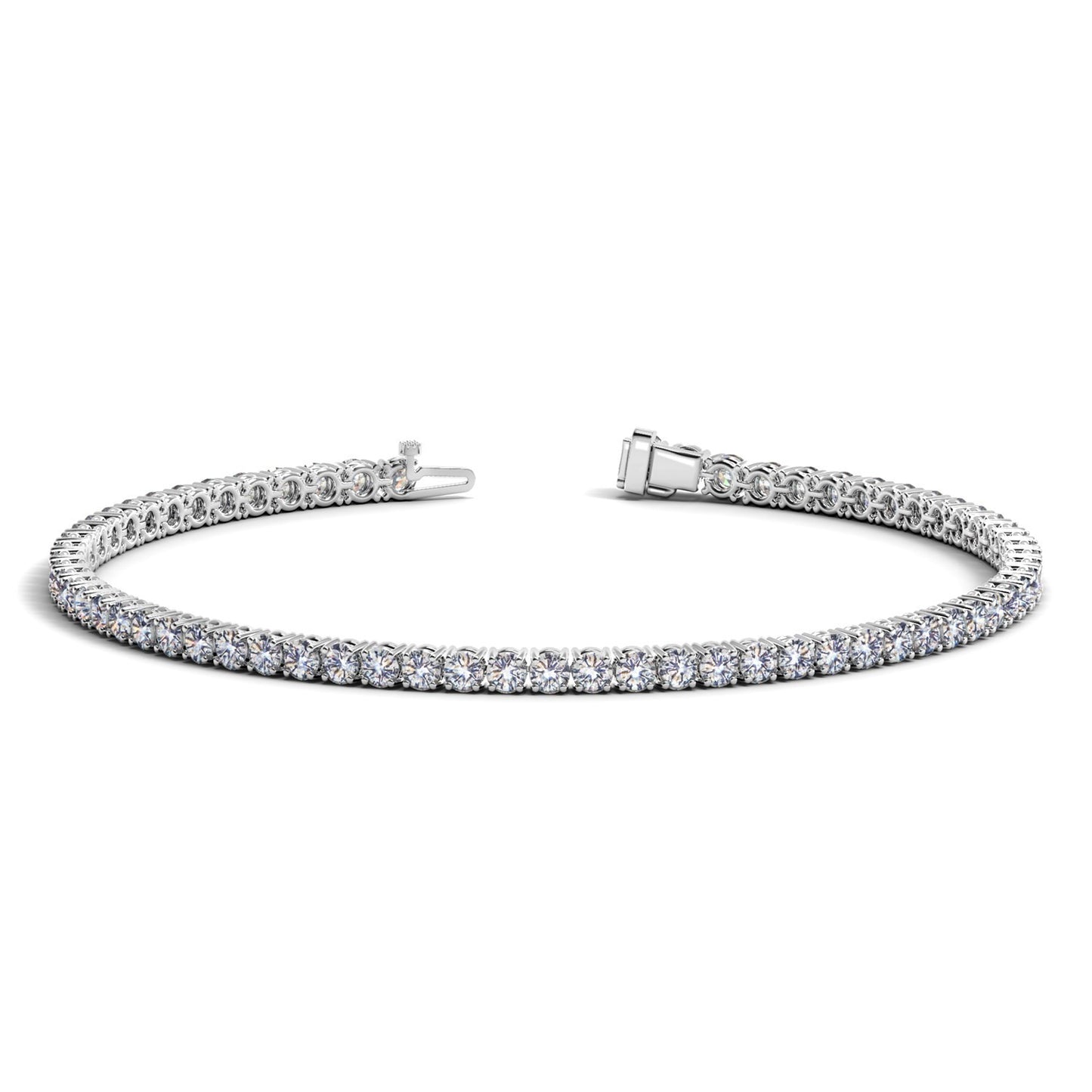 3 Carat Tennis Bracelet – Lab Grown Round Diamonds in 14K White Gold (F-G, VS2-SI1)