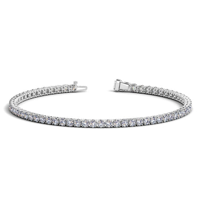 3 Carat Tennis Bracelet – Lab Grown Round Diamonds in 14K White Gold (F-G, VS2-SI1)
