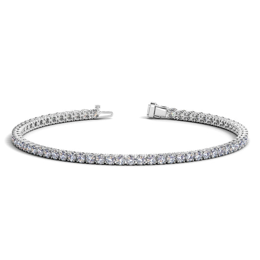 3 Carat Tennis Bracelet – Lab Grown Round Diamonds in 14K White Gold (F-G, VS2-SI1)