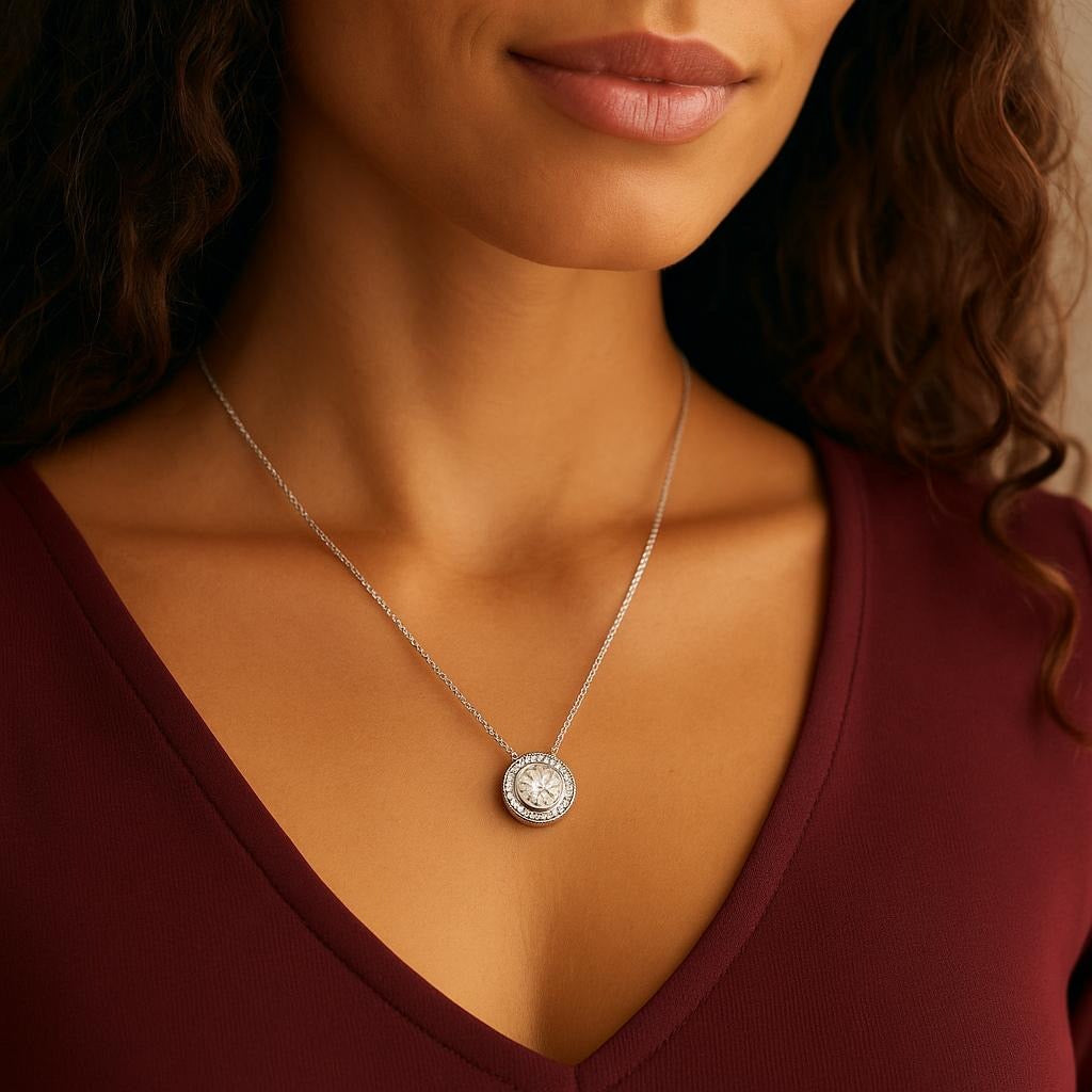 Diamond Halo with Center Bezel in 14k White Gold (5/8 cttw)